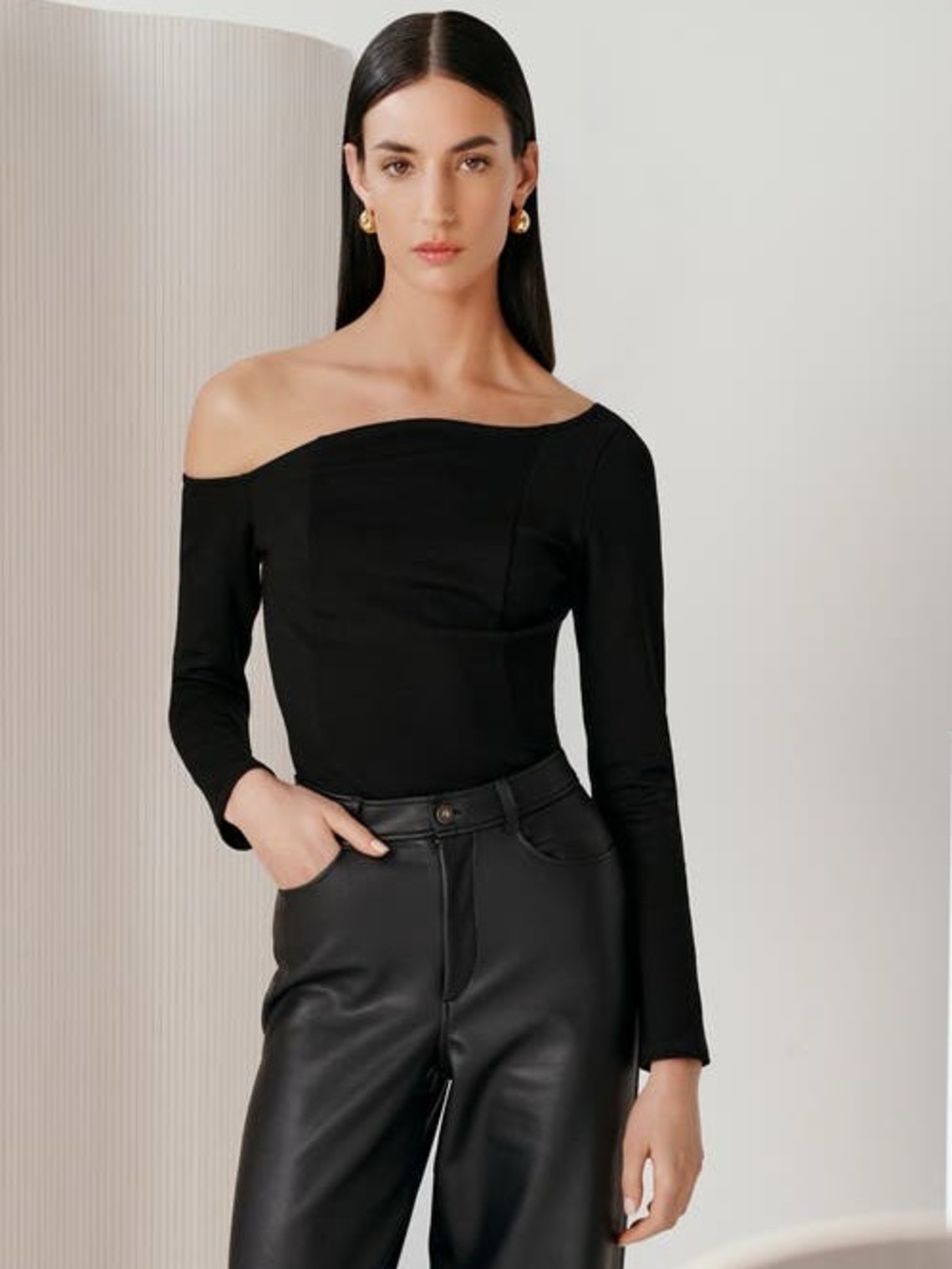 Marcella NYC Sylvan Top European Ponte Asymmetric Neckline Top Size XS - Picture 4 of 12